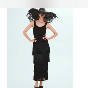 Simon miller x mango collection. Black fringe dress. Small. New with tags!